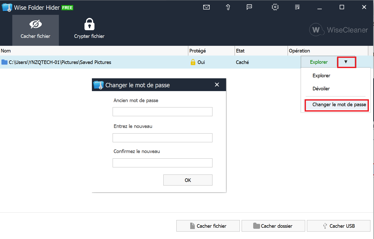 change secondary password